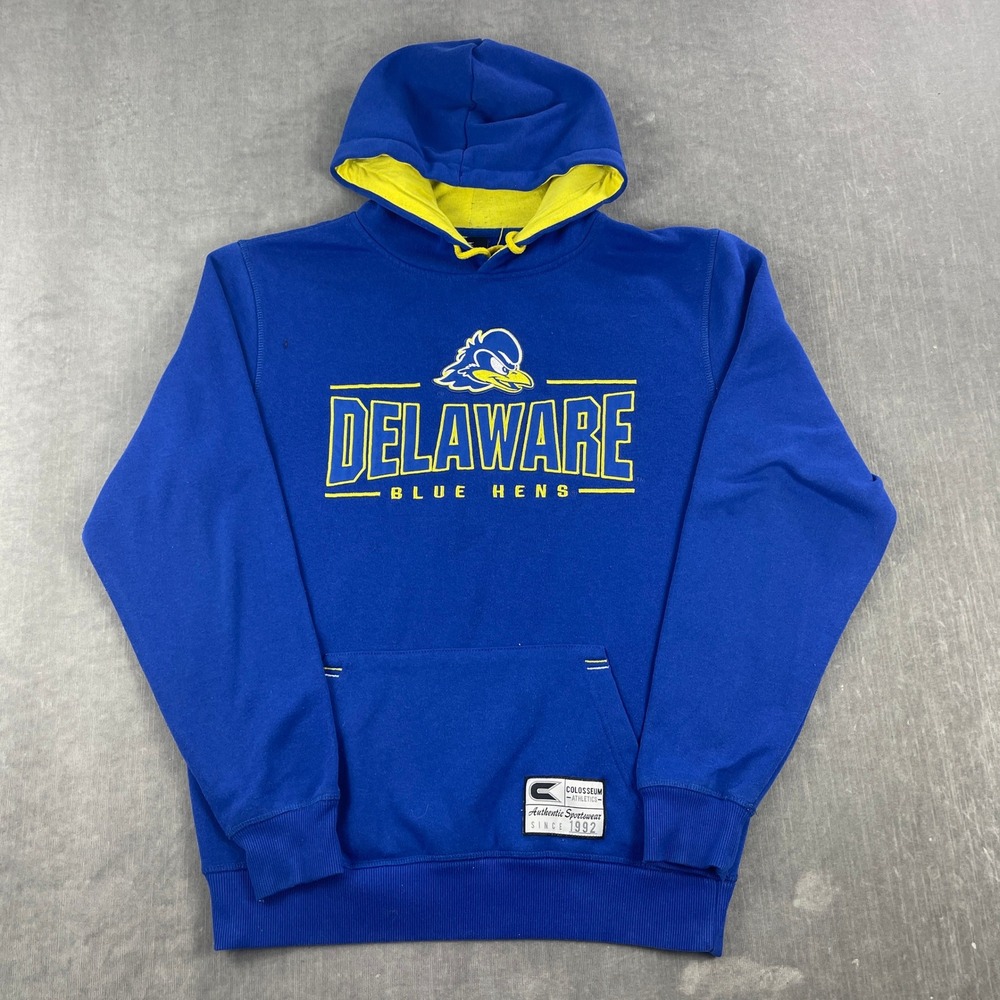 Delaware Blue Hens Colosseum Mens Medium‎ Blue Hoodie Embroidered Pullover